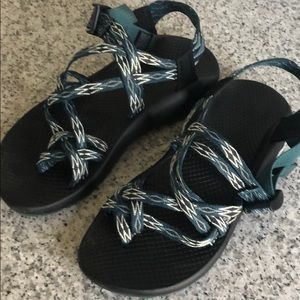 Chaco ZX2 turquoise cross strap sandals